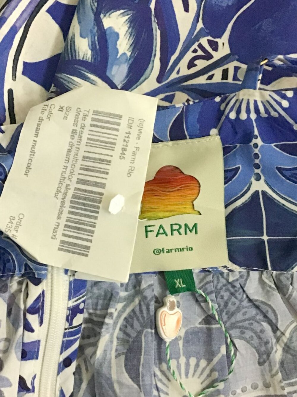 Farm Rio Blue Tile Dream Sleeveless Maxi Dress - Picture 14 of 16